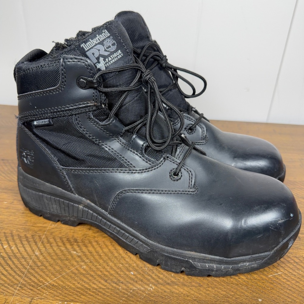 Timberland PRO Boots Mens 10 Black Valor Duty Side Zip Tactical Waterproof Work